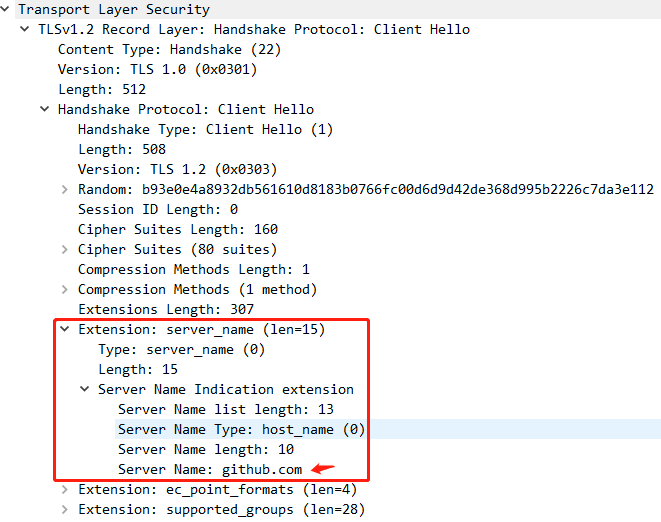 正常请求 ssl client hello 包