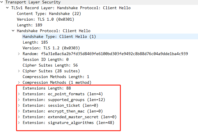 异常请求 ssl client hello 包